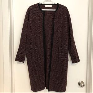 Zara tweed cardigan size M burgundy